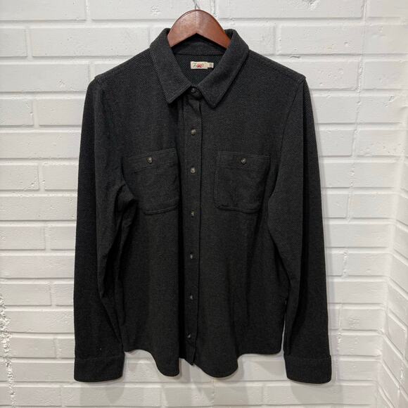Faherty Legend Sweater Shirt Double Pocket Heathered Black Twill Womens XL Gorp - Picture 6 of 14
